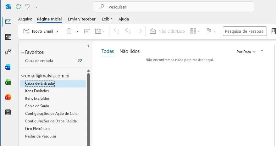 Outlook: tela final e validação