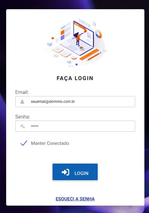Tela de login do gerenciador de conteúdo Malvis